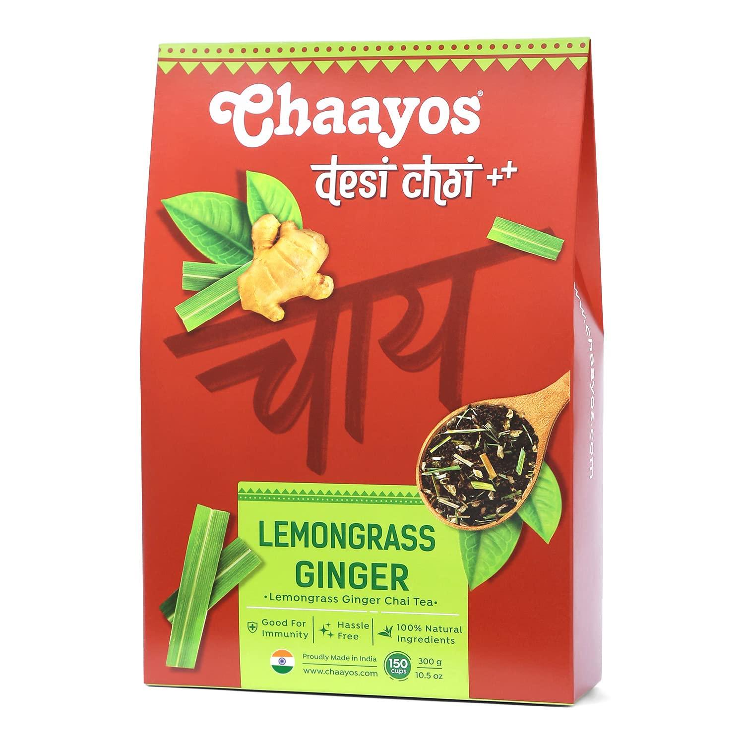 Chaayos Chaayos Lemongrass Ginger Tea - Premium Chai Patti for Cough & Cold Remedy (300g)