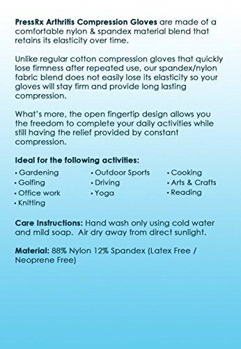 PressRx PressRx Compression Arthritis Gloves for comfortable pain relief from Rheumatoid, Carpal Tunnel and more – With Fingerless Fit for Easy Daily Use (1 PAIR) - Xtra Small