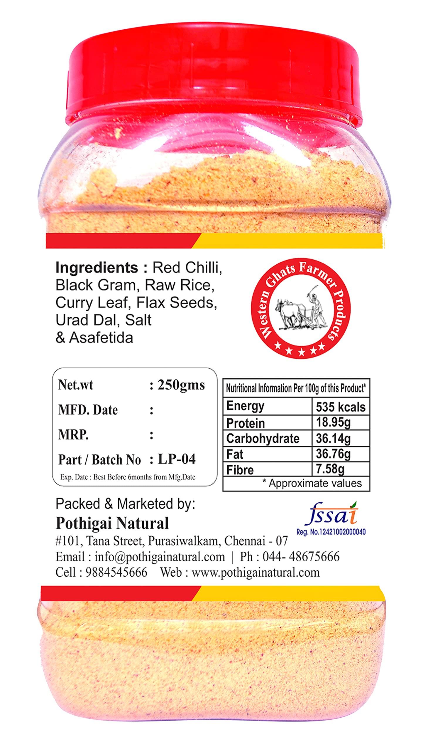 POTHIGAI NATURAL Pothigai Natural- Idly Chilly Powder 500g / 100 % Natural /Traditional method / No Artificial flavour/No Artificial Colour(pack of 2)