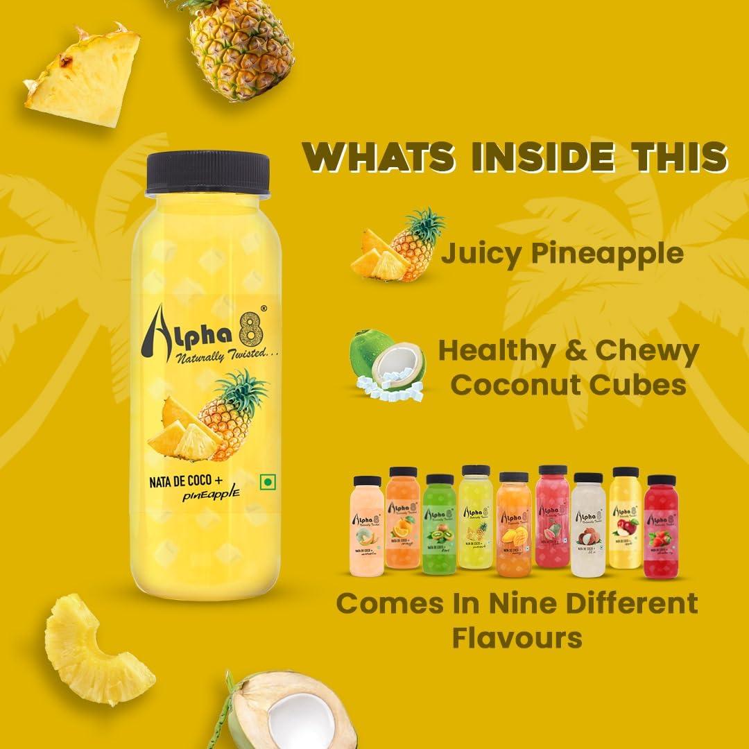 ALPHA 8 ALPHA 8 Natural Energizer & Immunity Booster, Healthy Juice, High Fiber, Real Natural Taste Juice (Pineapple, 200 ml (Pack of 24))