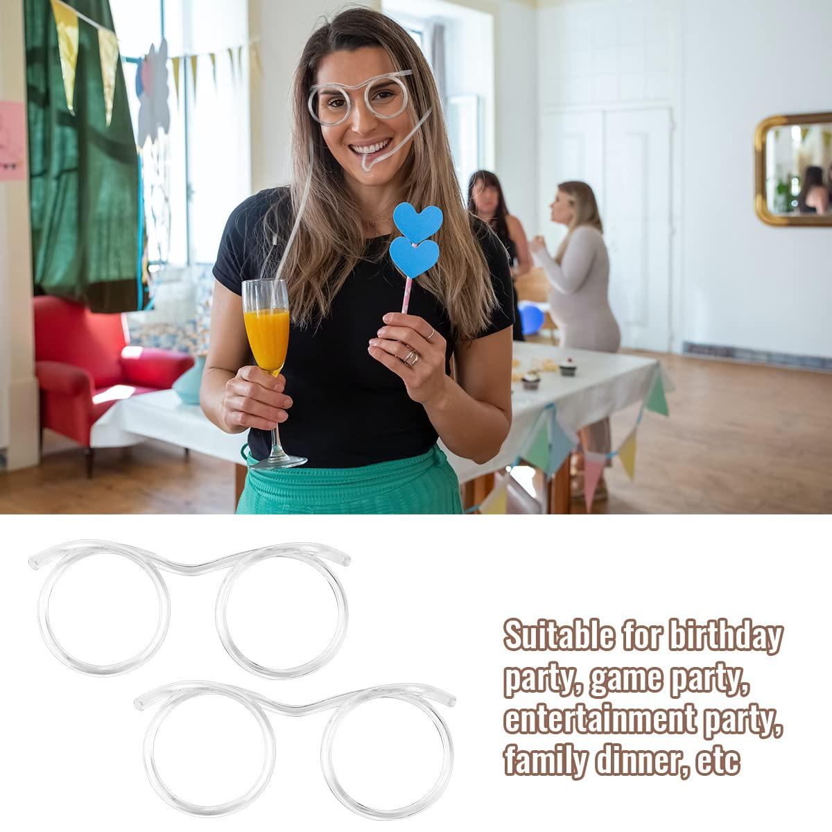 Tenalleys Tenalleys 2 Pcs Silly Novelty Loop Straw Glasses, Fun Loop Eye Straws Reusable Eyeglasses Straw for Parties Birthday, DIY Fun Activities, Kids Party, Annual Meeting