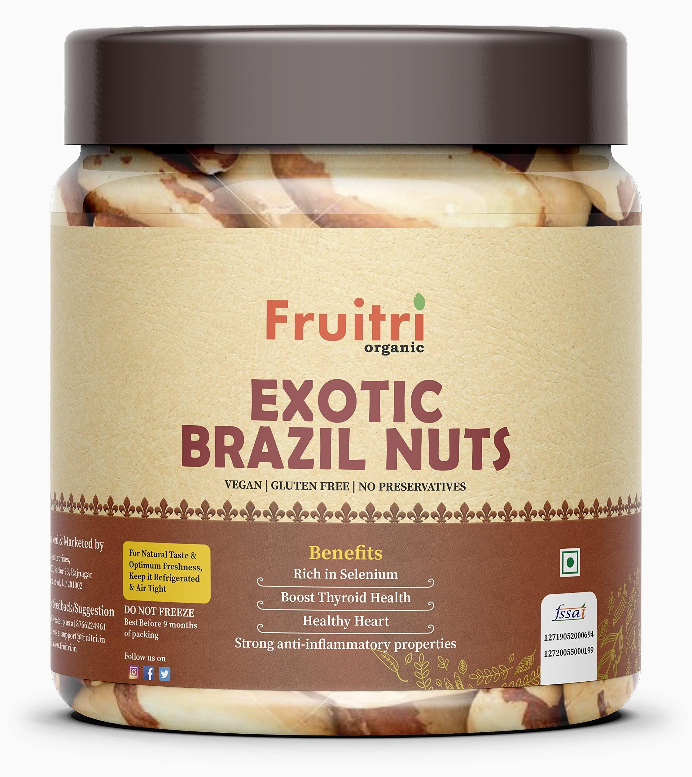 Fruitri Fruitri Premium Brazilian Nuts 100g, Rich in Selenium and Magnesium, Handpicked Exotic Brazil nuts dry fruits, Jar pack