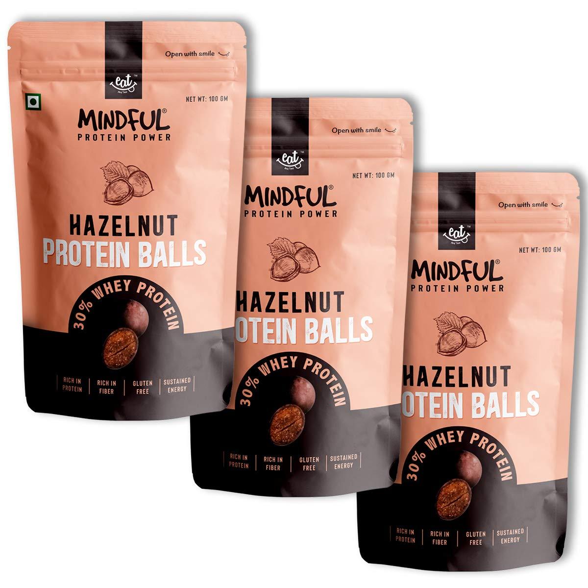 EAT Anytime EAT Anytime Mindful Hazelnut Protein Energy Balls, 30% Whey Protein Snack, Pack of 3-300g (10 Protein Balls x 10g)