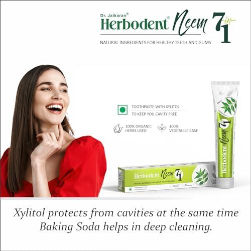 Herbodent Herbodent NEEM 7 in 1 Toothpaste - 185g Pack of 4 | Organic Herbs - Neem, Black Seed & Xylitol for Anti Cavity -Cardamom & Mint for Taste & Freshness-Baking Soda for Excellent Cleaning