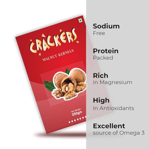 GO Go Crackers Kashmiri Brown Quarters Walnuts Kernels Without Shell, 1 KG (250g x 4)| Walnuts Dry Fruits | Organic Walnuts | Kashmiri Walnuts Kernels for Snacking & Baking