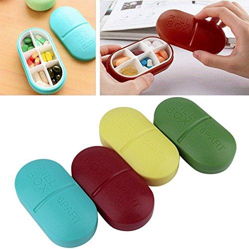 GLIVE (LABEL) GLIVE (LABEL) Portable 6-Slot Capsule Shape Pill Medicine Storage Pill Box Organizer Box for Pills/Vitamin/Supplements (1)