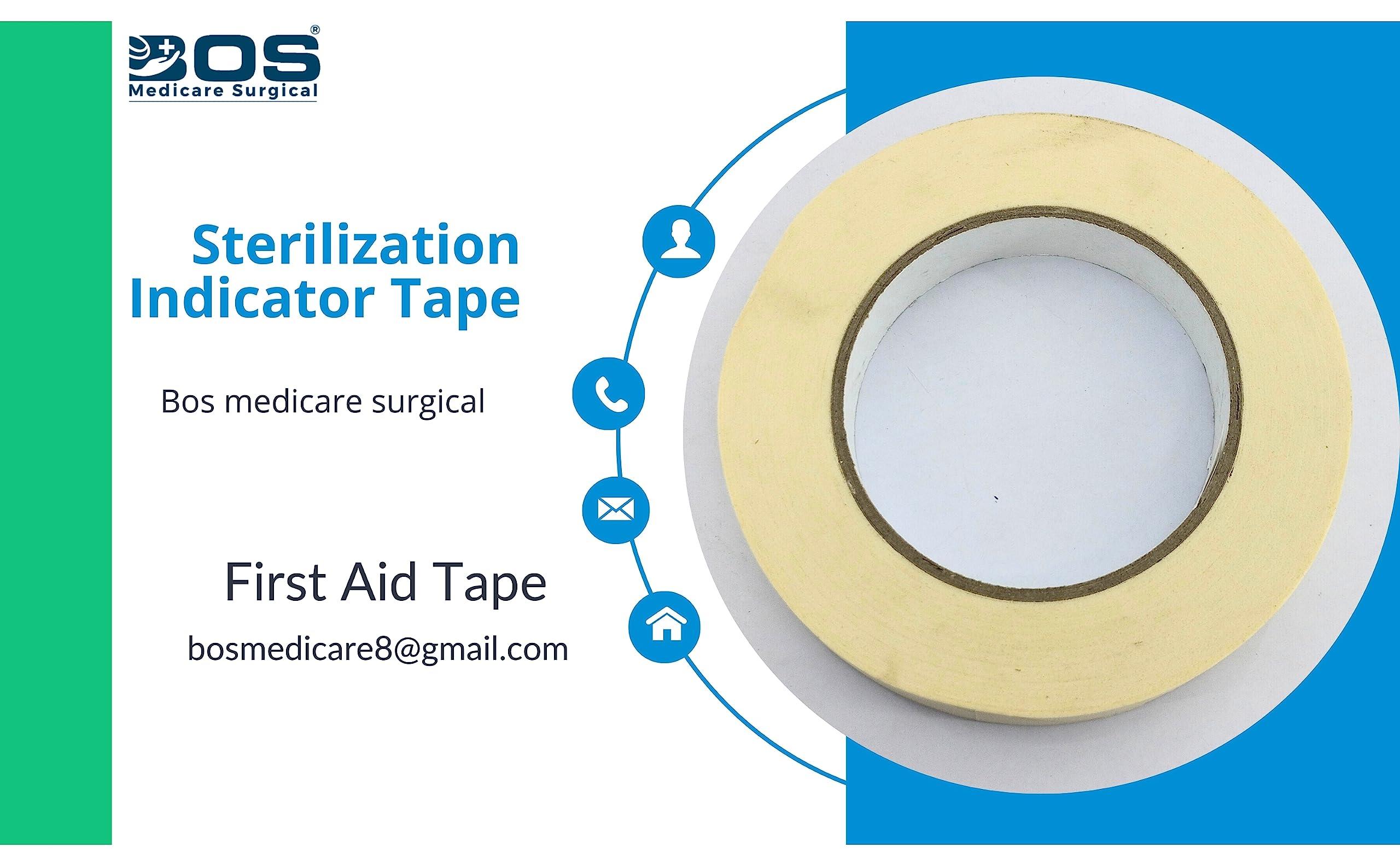 BOS MEDICARE SURGICAL BOS MEDICARE SURGICAL Tape/Steam Sterilization Indicator Tape 19mm X 50mt. Dry Heat Autoclave Tape (Steam)/Autoclave/Steam Sterilization Indicator Tape First Aid Tape
