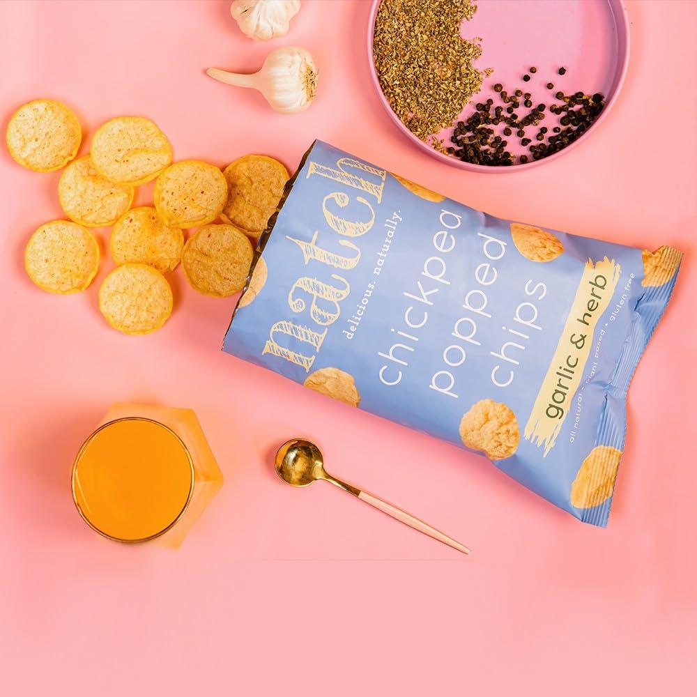 natch Natch Chickpea Puffs & Popped Chips Variety Pack, Popped Chips Barbecue, Garlic & Herb, Puff Barbecue, Vegan Cheddar, Hot Chilli, Smoky Chipotle, Rich in Fiber & Protein (Pack of 6)