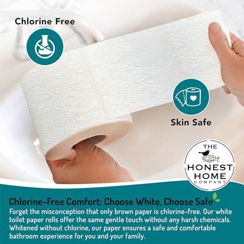 THE HONEST HOME COMPANY The Honest Home Co. | 2 Ply Toilet Paper Roll | 2400 Pulls | 100% Virgin Pulp & Super Soft | Clog - Free | Pack of 8 (300 Pulls/Roll)