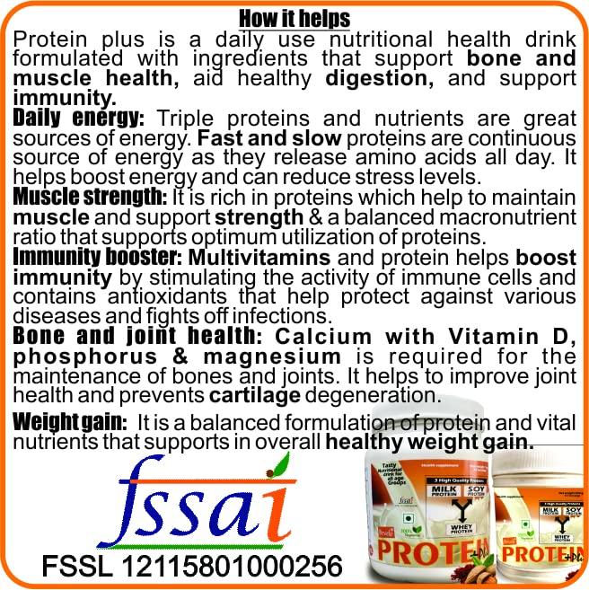 DEVELO Develo Protein Powder for Men & Women, Whey, Milk & Soy (Triple Protein)  500 g Chocolate