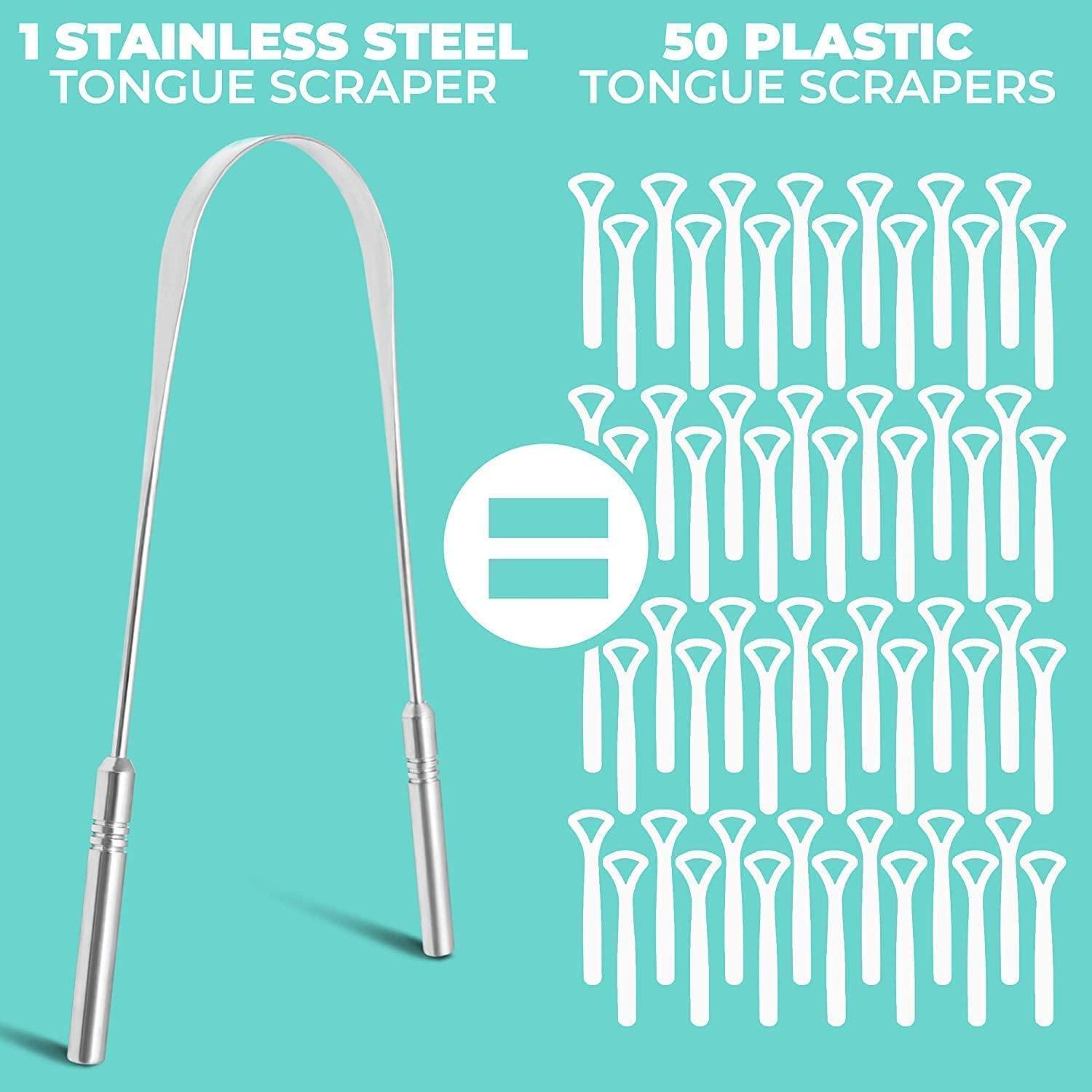 OVEERA OVEERA Steel Tongue Cleaner -Tongue scrapers for adults with Surgical Grade, Non-synthetic Grip, Tongue Cleaners (Pack Of 5)