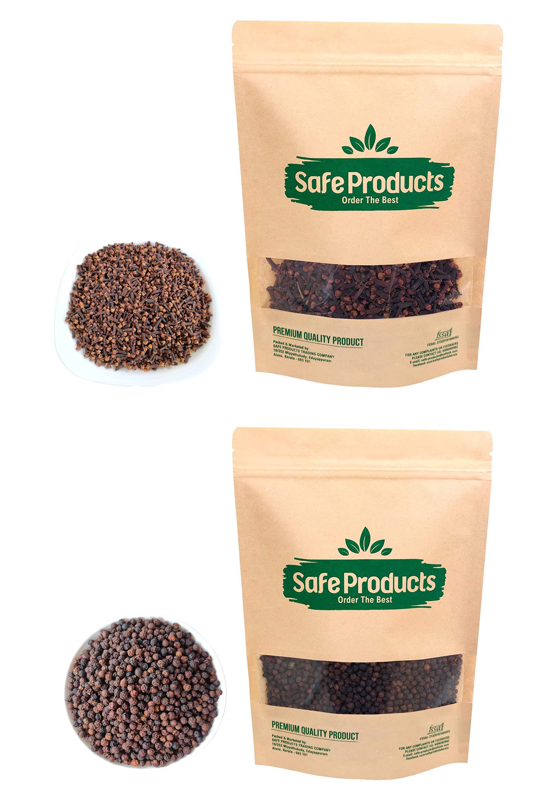 Safe Products Safe Products Whole Spices Black Pepper Kali Mirch and Clove Laung Combo 250Grams Each | Total Weight 500Grams