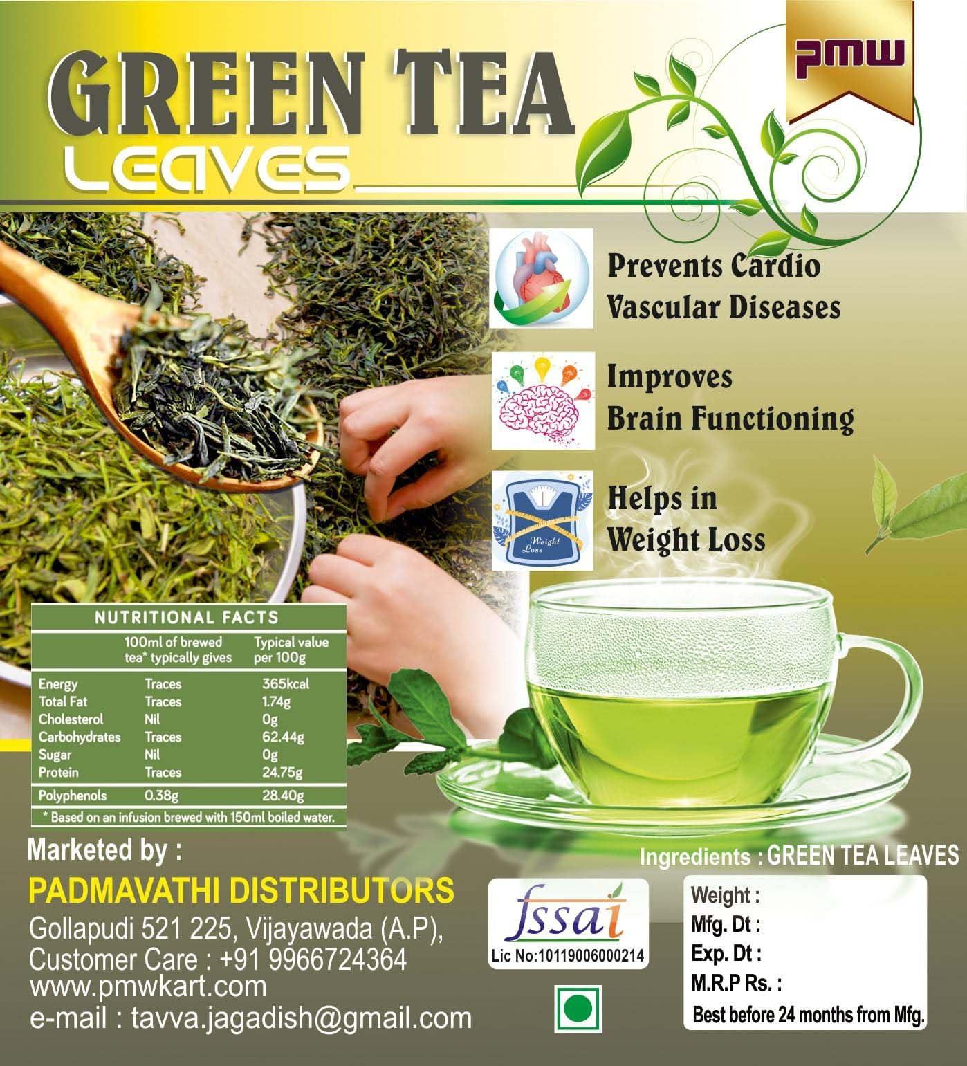 Pmw Pmw - Grade A Quality - Jar Pack - Dried Assam Green Tea Leaves - 100 Grams