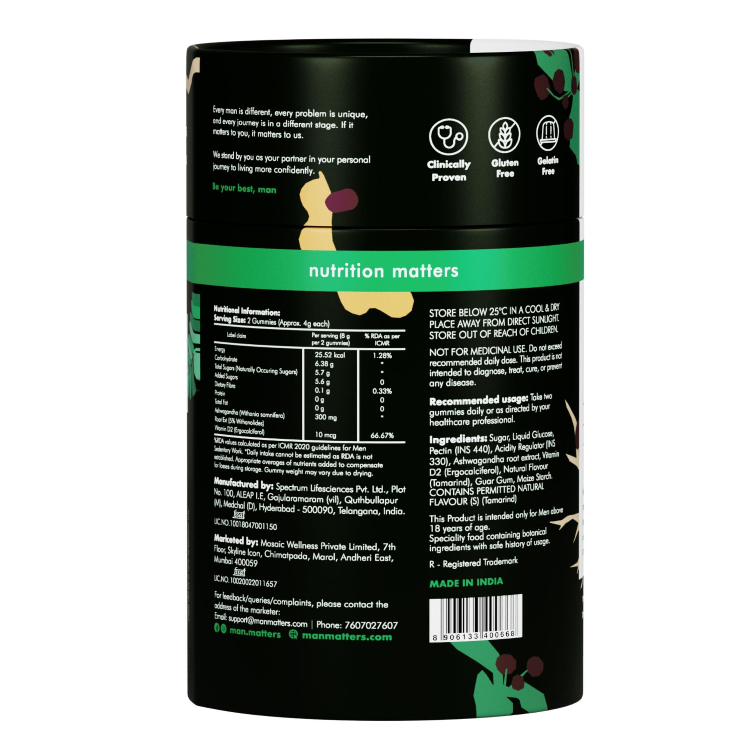 Man Matters Man Matters Ashwagandha Gummies (Pack of 2) | 300mg Ashwagandha | Promotes Recovery, Enhances Overall Well-Being & Improves Memory & Cognition