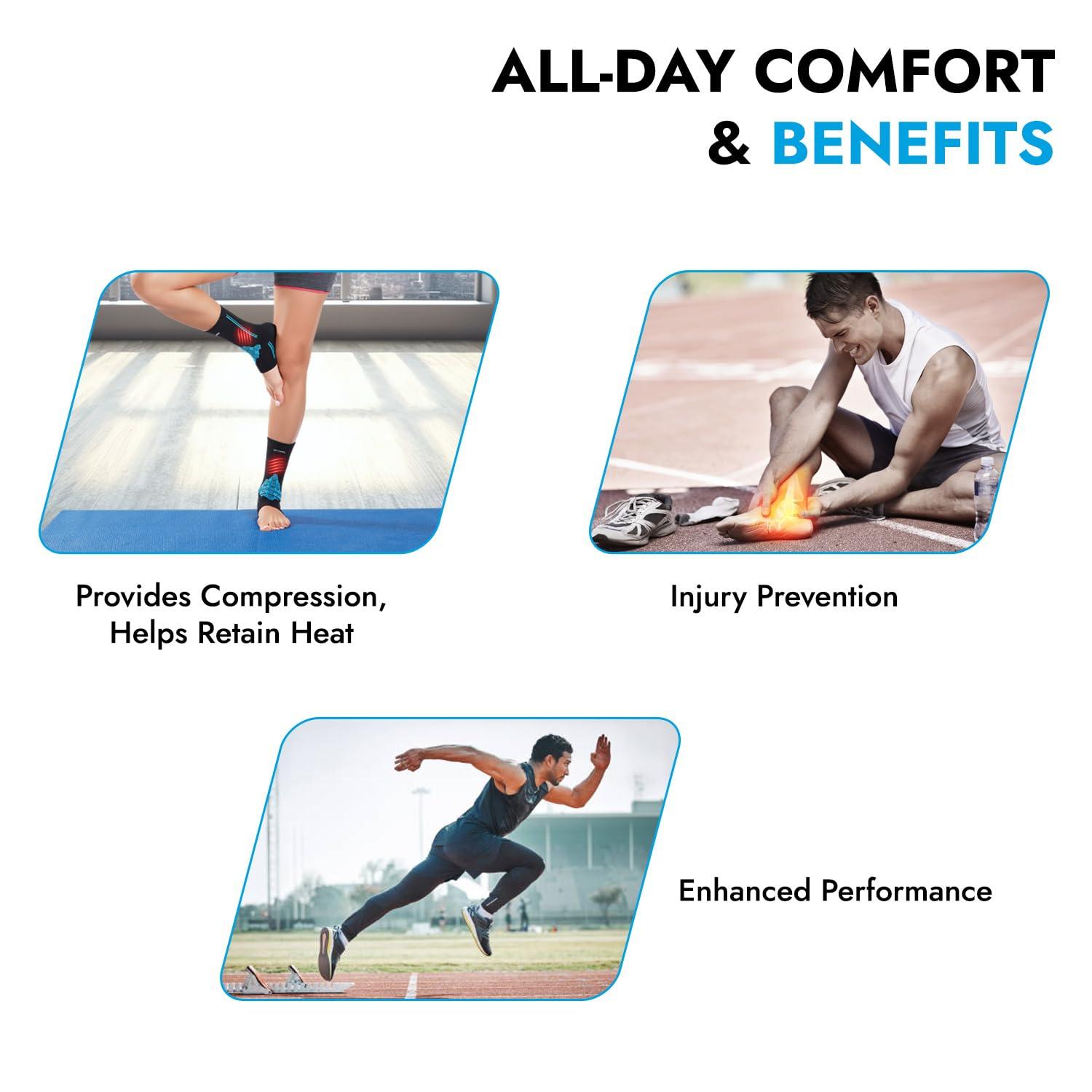 Gochamps GoChamps Ankle Support | Elastic & Lightweight Ankle Brace for Pain Relief, Compression & Stability | Breathable Knit for Men & Women | Ideal for Ankle Stress/Strain | Made with Japanese Technology |Sie - (SMALL)