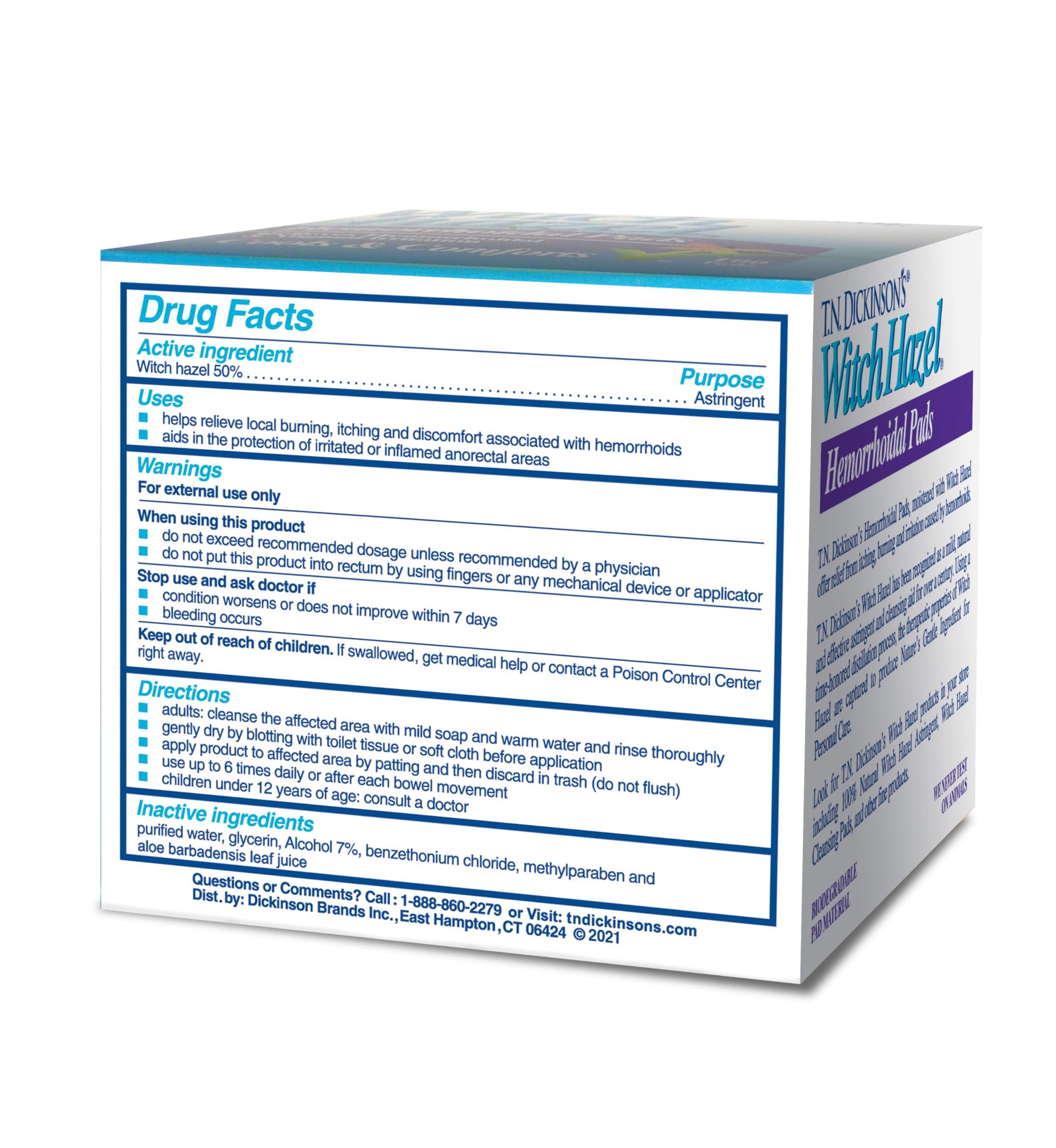T.N. Dickinson's Hemorrhoidal Medicated Pads With Witch Hazel