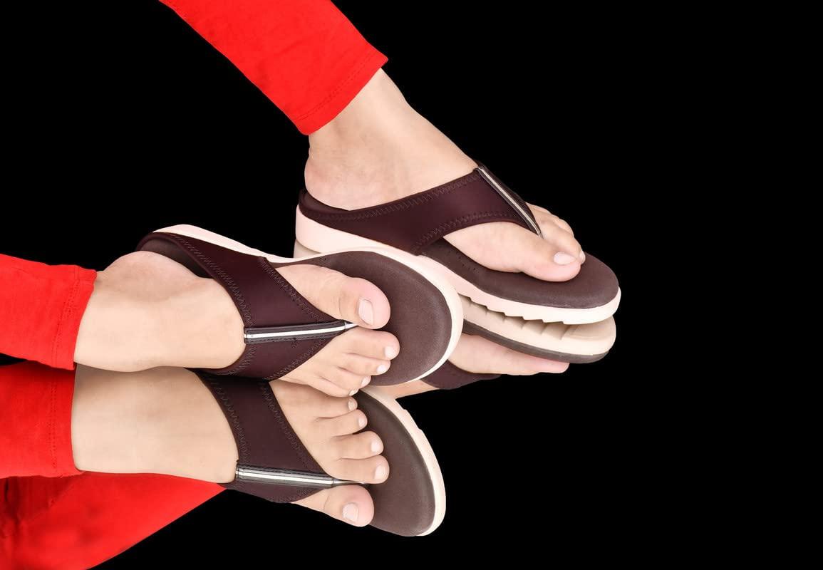 HEALTH FIT HEALTH FIT Women's Ortho and Diabetic Soft Orthopedic Sandals (Brown, UK-8)