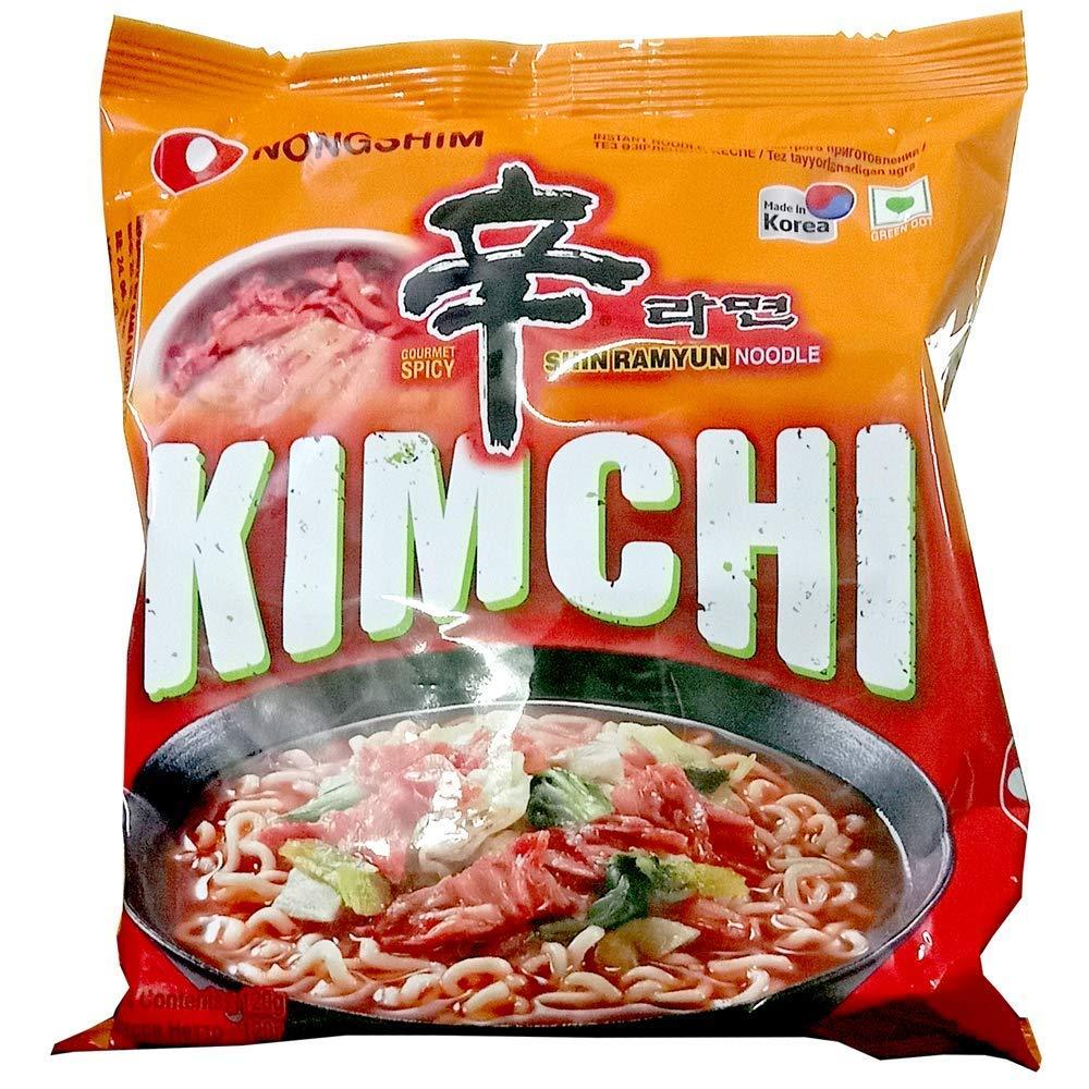 NOTTACIA NOTTACIA Nongshim Shin Ramyun, Red Super Spicy,Stir Fry, Kimchi & Veggie Instant Noodles 120Gm*5Pack (Pack Of 5) (Imported), 120 Grams