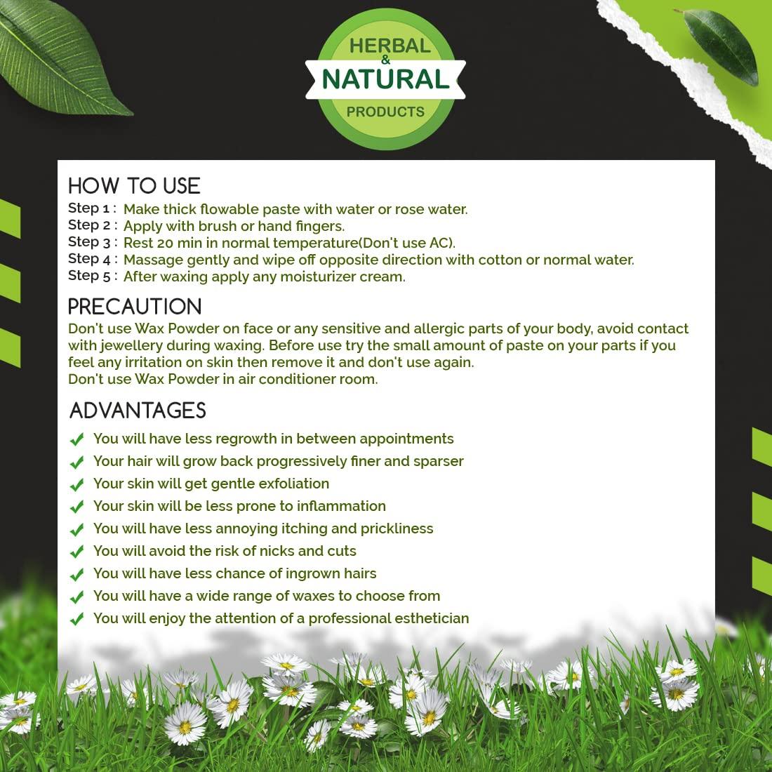 Natural and Herbal Products Waxing Powder for instant Hair Removal wax powder for All Types of Hair & Skin, Hands, Legs, Underarms, Bikini (Private Part) Area Unisex adult, Herbal Wax Powder for Women & Men, Multani(100 Gram)