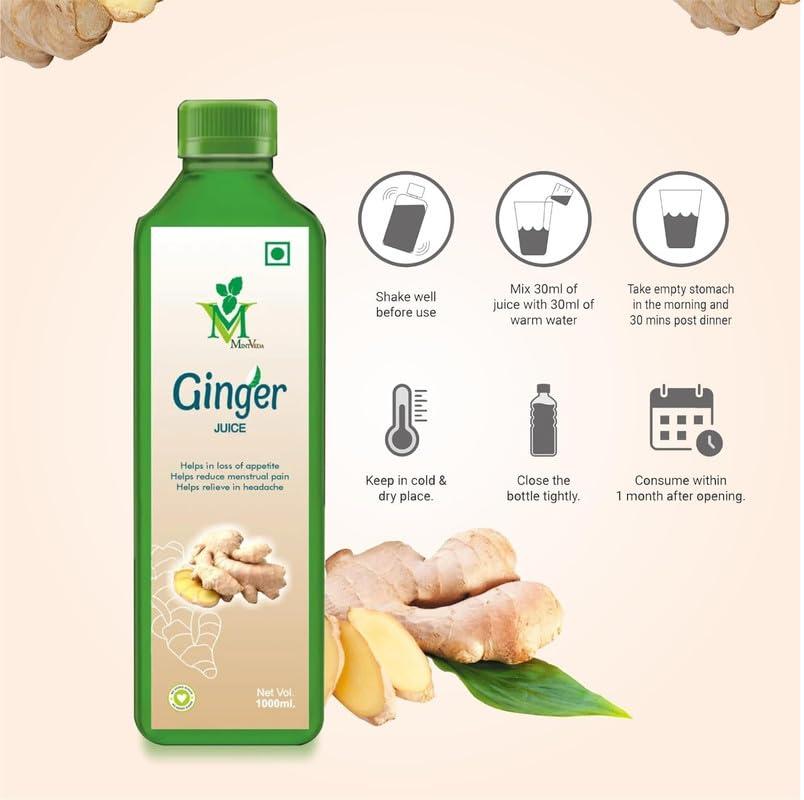 Mint Veda Mint Veda Natural Raw Ginger Juice | Concentrated Ginger Ale Health Drink | Sugar Free With No Added Preservatives Healthy Vegetable Juice Which Boosts Immunity and digestion