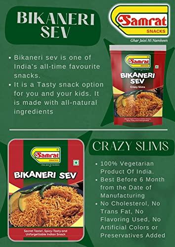 SAMRAT SAMRAT| BIKANERI SEV Crazy Slims Tangy & Crispy Taste Namkeen|Ghar Jaisi Hi Namkeen|Healthy Snacks|Every Day Fresh Indian Snacks |Traditional Indian Snacks| (400G)