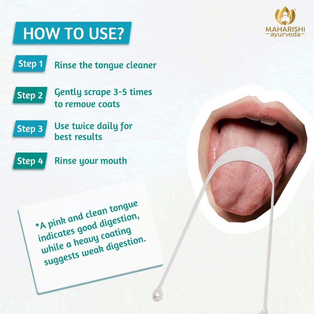 Maharishi Ayurveda Maharishi Ayurveda Ayurdent Tongue Cleaner for Kids Ages 10+ and Adults - Premium Ayurvedic silver Oral Hygiene Tongue Scraper Tool for Effective Bacteria & Plaque Removal (Pack of 1)