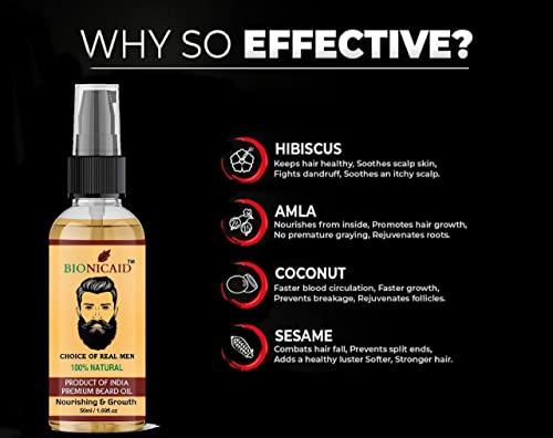 BIONICAID Bionicaid Beard Growth Oil - 50ml - More Moustache Beard Growth, With Redensyl, 8 Natural Oils including Jojoba Oil, Vitamin E, Nourishment & Strengthening | Beard Oil for Patchy and Uneven Best Beard Growth Oil for Men