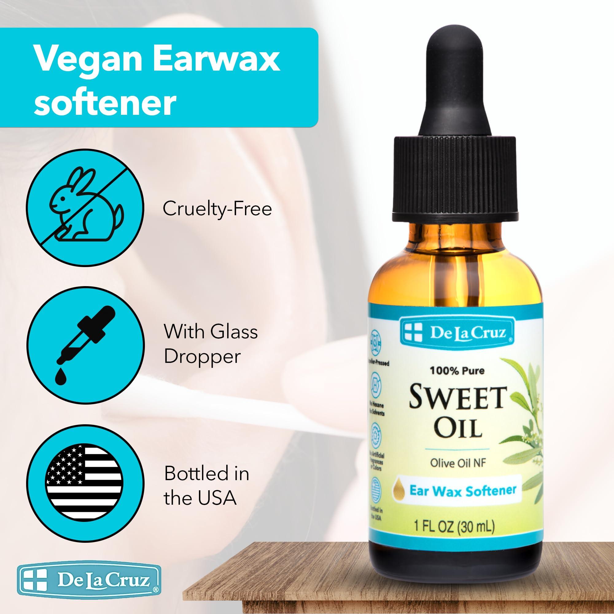 De La Cruz De La Cruz 100% Pure Sweet Oil, for Softening Ear Wax, Bottled in USA, 1 FL. OZ.