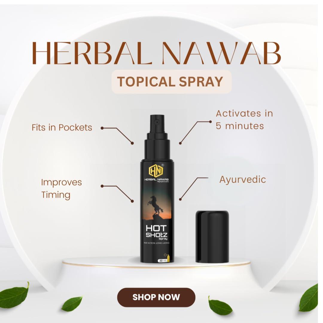 HN Herbal Nawab | Hot Shotz | Non Transferable | Ayurvedic Spray for Men 30 ml