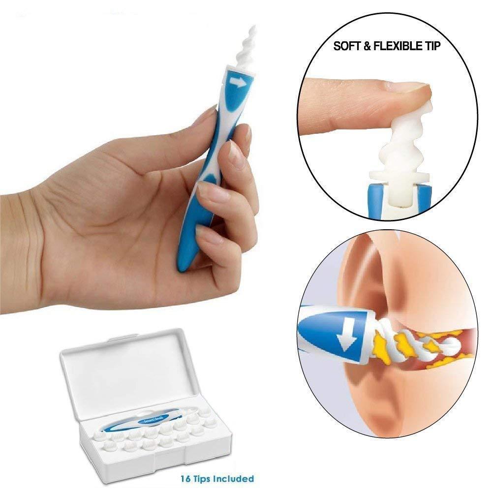 Glenoxzone GLENOXZONE Electric Plastic Ear Wax Vac Remover Kit And Ear Cleaner Smart Swab Easy Earwax Removal with 16 Disposable Soft Tips Ear Wax Cleaner (Smart swab)