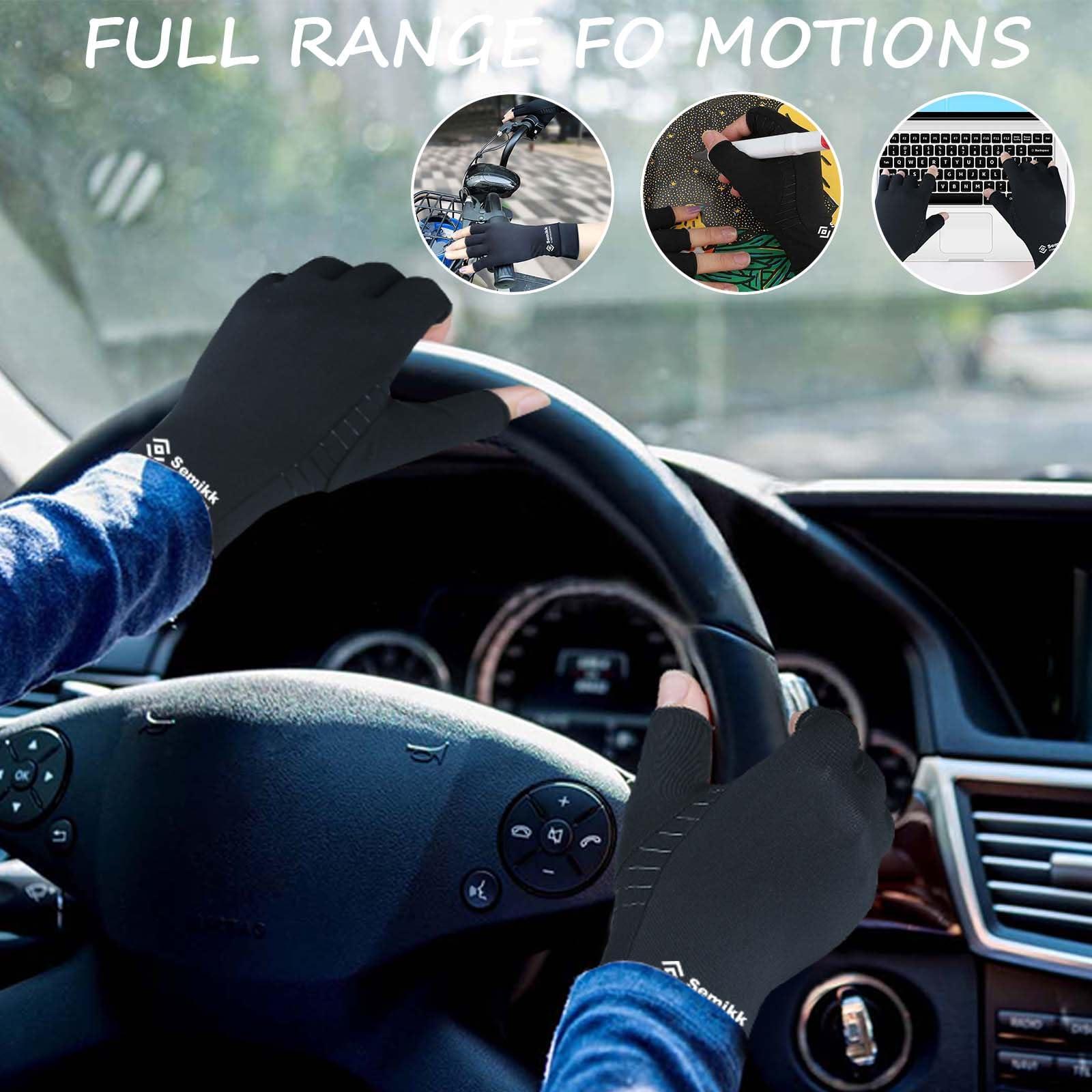 Semikk Semikk Compression Gloves for Women and Men Copper Infused Glove for Rheumatoid Arthritis Osteoarthritis Carpal Tunnel Raynauds Disease Hand Pain Relief and Support Open Finger (Black, Small)