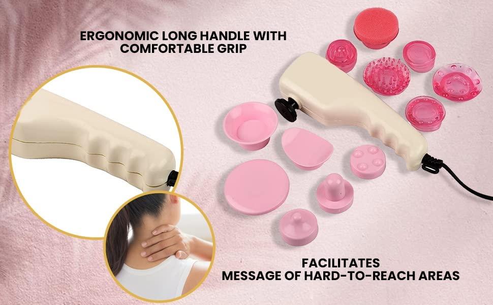 Drumstone Drumstone Atom Electric Handheld Full Body Massager with 3 Massage Heads & Variable Speed Settings for Pain Relief and Relaxation, Back, Leg & Foot,