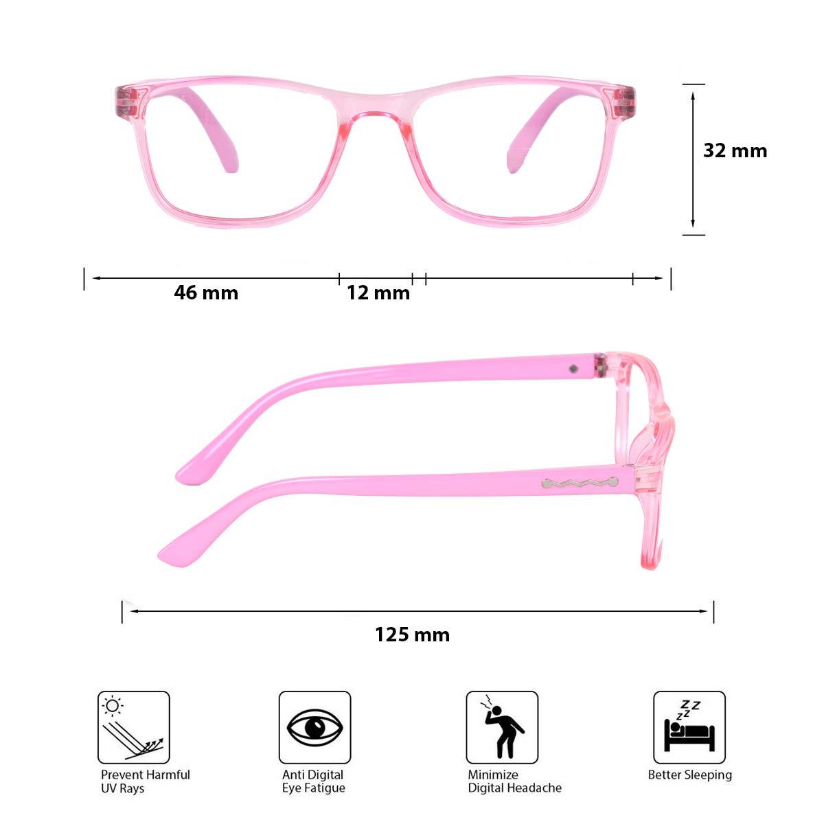 IMPLICIT Implicit Blue light Blocking Computer Glasses for kids Zero Power Spectacles With Anti Glare Glasses for UV & Eye Protection & Anti Eyestrain For Age 5-10 Years Girls and Boys (Pink)