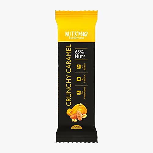 NUTS'MOR NUTS'MOR NUTRITION BAR(CRUNCHY CARAMEL) Energy Bars, Zero Trans Fats & Goodness of Honey: Pack of 6x 35g (Crunchy Caramel)