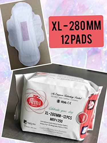 Femi Health Care Femi Anion Sanitary Napkin Combo 320mm (XXL) 10 Pieces & 280mm(XL) 12 Pieces, Pantyliner 180mm - 30 Pieces/Pack - Unscented Cotton Pads & Pantyliner