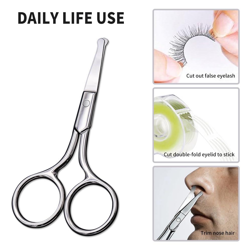 AsonTao AsonTao Small Scissors, Eyebrow Scissors, Nose Hair Scissors Round Tip Design, Will Not Hurt The Nasal Cavity. Professional Grooming Scissors For Hair, Eyelashes, Nose, Eyebrow Trimming, Mustache