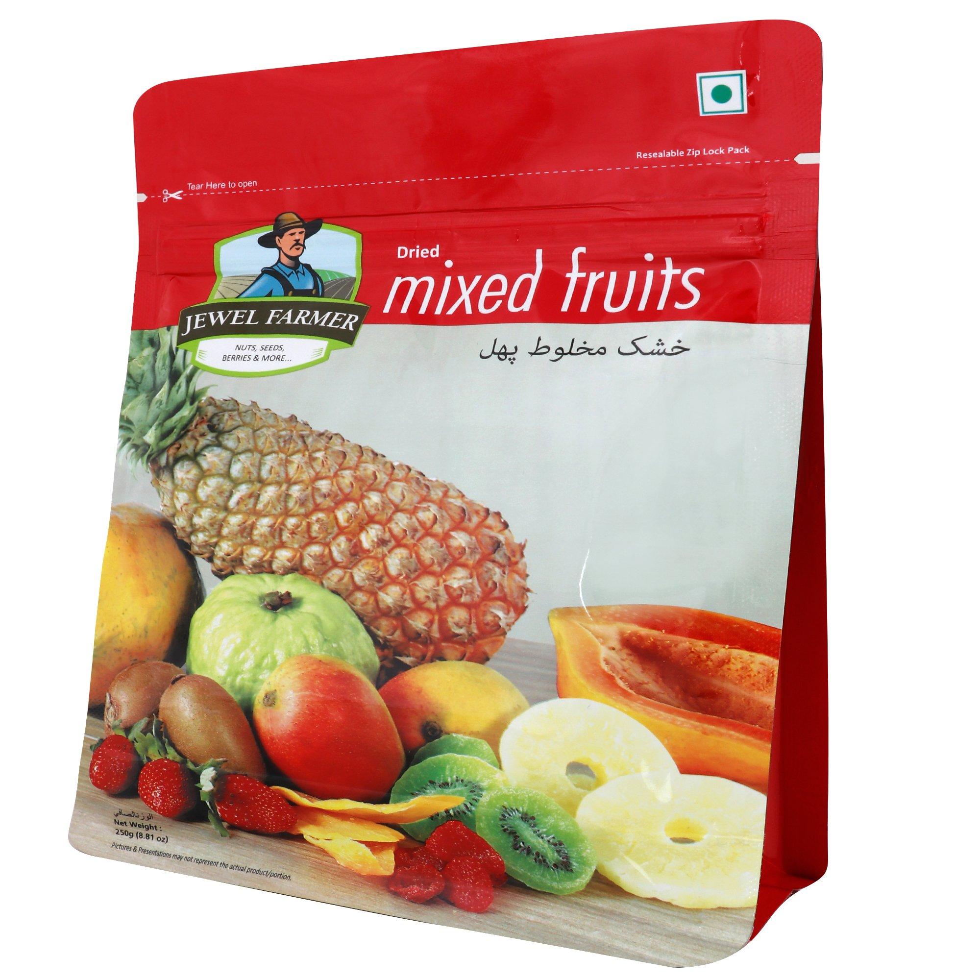 JEWEL FARMER JEWEL FARMER Dried Mixed Fruits with Mango, Papaya, Pineapple, Pomelo, Guava, Kiwi & Strawberry, Vitamin & Fiber Rich Fruitmix (250g)