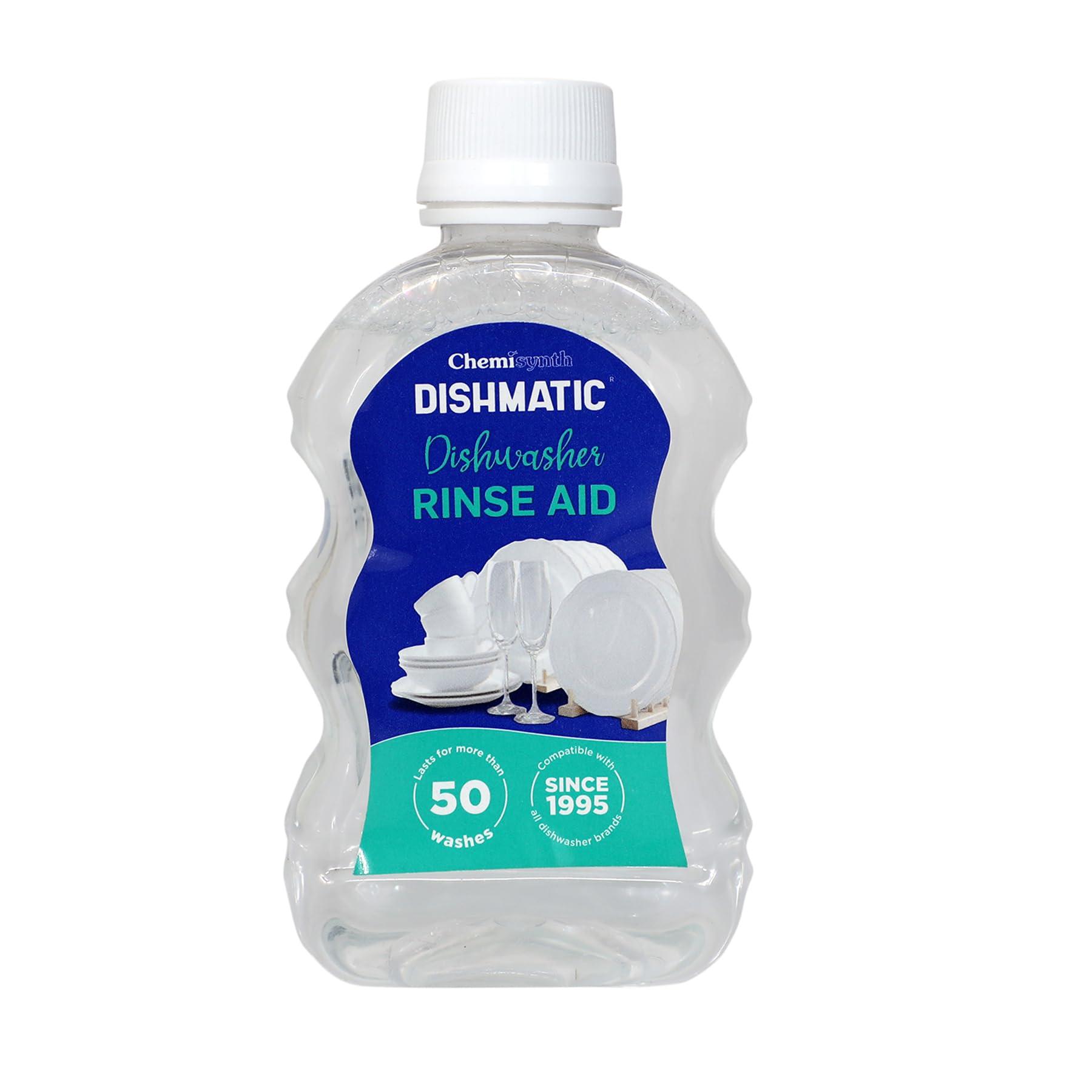 Dishmatic Dishmatic Dishwasher Detergent Powder and Rinse Aid Liquid (1kg + 250 ml) Combo Pack for Sparkling Clean Dishes | Compatible with All Dishwashing Machines