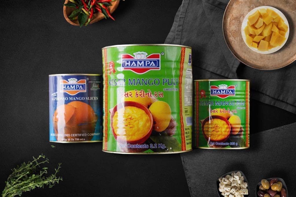 MADRIC HAMPA -- 2 PCS Kesar Mango Pulp Tin, Sweetened, Organic & Natural Aamras Tin with No Added Preservatives TOTAL 1.7 KG 599 INR INCLUDE DELIVERY CHARGES |MANGO PULP|ORGANIC & NATURAL PULP|