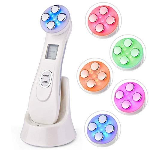 4beauty Therapy 5 In1 Facial Corded Electric Lifting Machine, LED Light Therapy Wrinkle Remover Skin Tightening Anti Aging Skin Rejuvenation Massager 5 in 1 RF EMS Beauty Device for Women