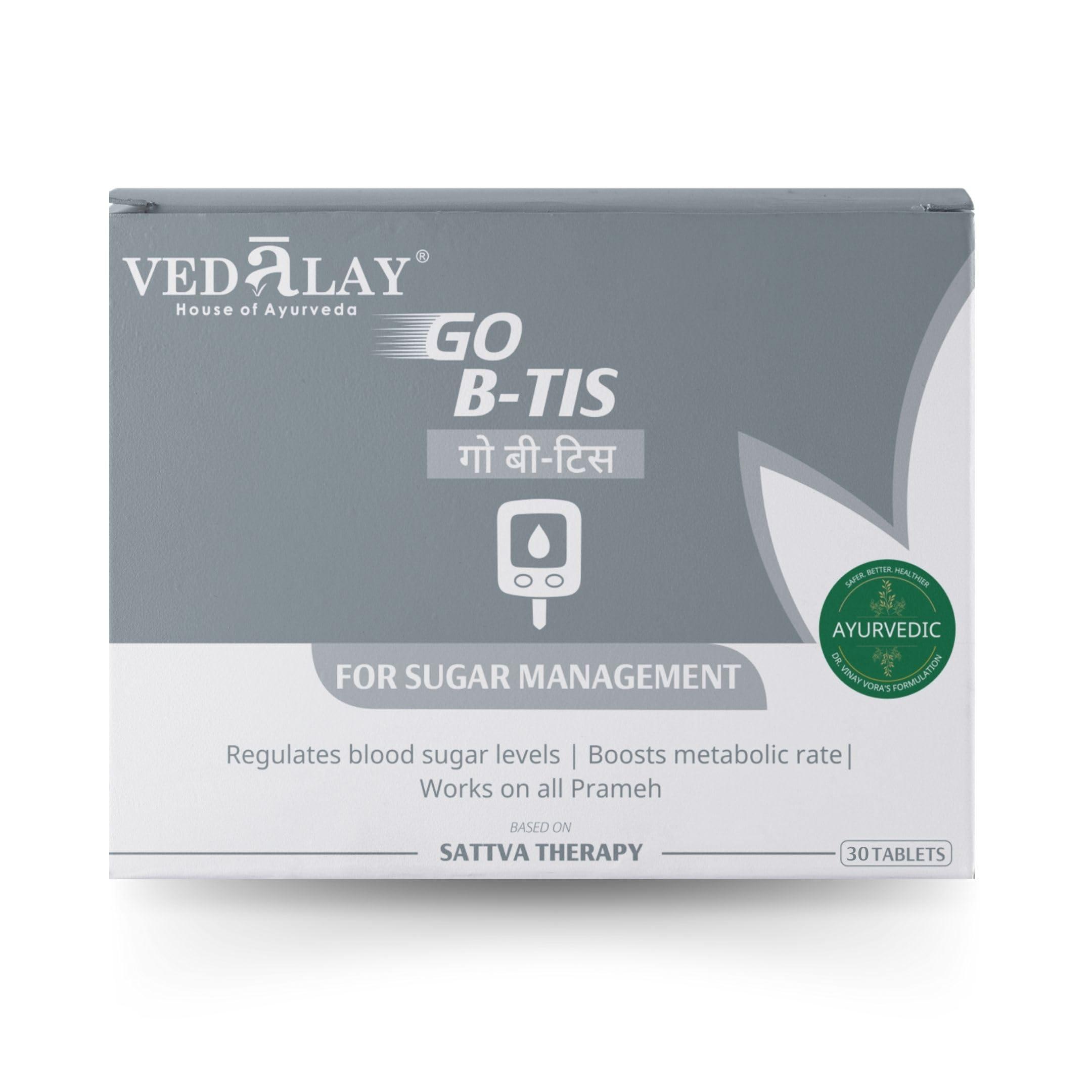 VEDALAY HOUSE OF AYURVEDA Vedalay GoBtis Ayurvedic Tablets | For Sugar Management | Diabetes Care | 1 month pack (30 tablets) | Regulated Blood Sugar Levels