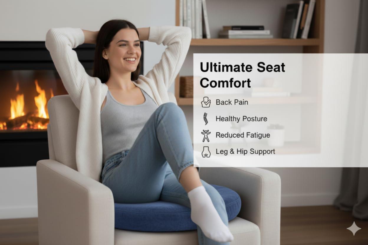 EASEFIT EASEFIT Orthopedic Soft Foam Donut Ring Cushion Pillow for Piles, Hemorrhoids Coccyx Tailbone Fistula Sciatica Post Natal Chair Lumar Pain Relief During Pregnancy, Seat Pillow, Washable, Blue