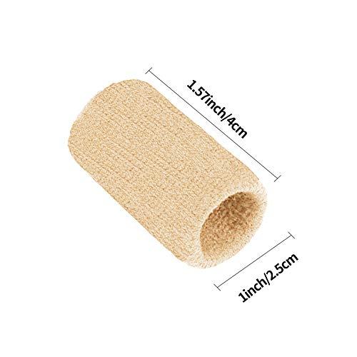 Senkary Senkary 20 Pieces Finger Sleeves Protectors Thumb Brace Support Elastic Compression Protector for Relieving Pain, Arthritis,Trigger Finger, Sports (Beige)
