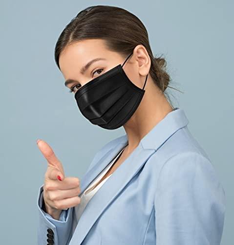 NNPCBT NNPCBT Nonwoven Fabric, Women 100Pcs 3 Ply Black Disposable Face Mask Filter Protection Face Masks