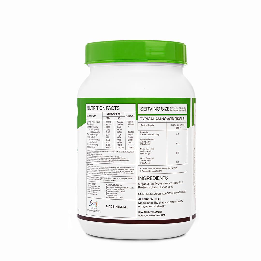 OZiva OZiva Organic Plant Protein for Everyday Fitness | 30g Protein - Pea Isolate | Complete Plant Protein Powder for Men & Women | No Added Sugar, Certified Clean & Vegan (Unflavoured, 1kg)