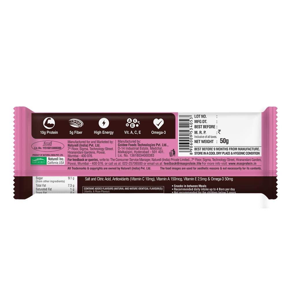 RiteBite Max Protein RiteBite Max Protein Daily Fruit & Nut 10g Protein Bars [Pack of 6] Protein Blend, Fiber, Vitamins A,C,E, No Preservatives, 100% Veg, For Energy, Fitness & Immunity - 300g