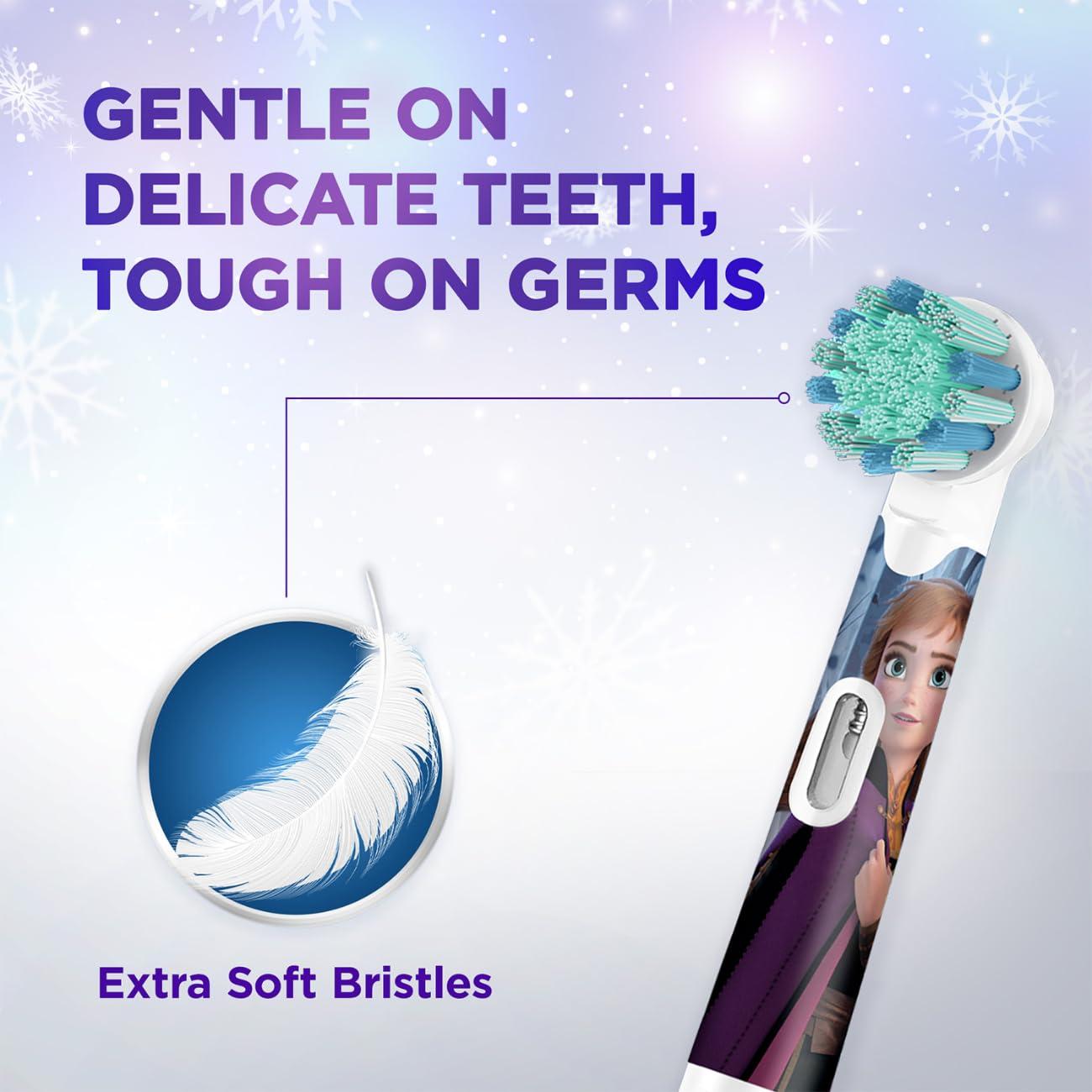 Oral B Oral B Kids Frozen Rechargeable Rotating Electric Toothbrush, 2 Brushing Modes (Daily & Sensitive), 2 Min Timer with Quadpacer, 2 Year Warranty, IPX7 Water Resistant, Round Brush Head