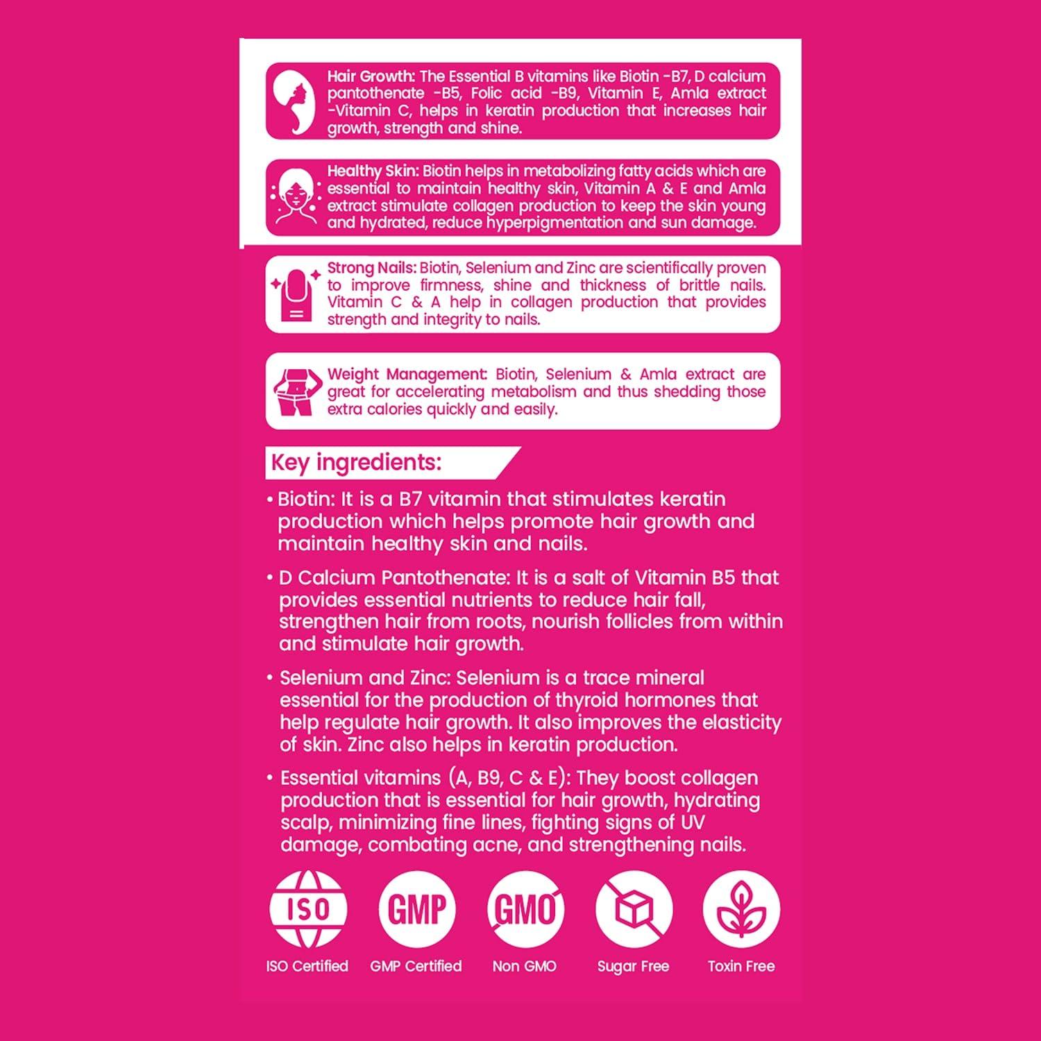 Dr. Morepen Dr.Morepen Biotin+ Tabs | With Multivitamins, Amino Acids, Natural Extract of Amla, Turmeric & Green Tea, Bhringraj & Brahmi | 60 Tablets Pack of 2