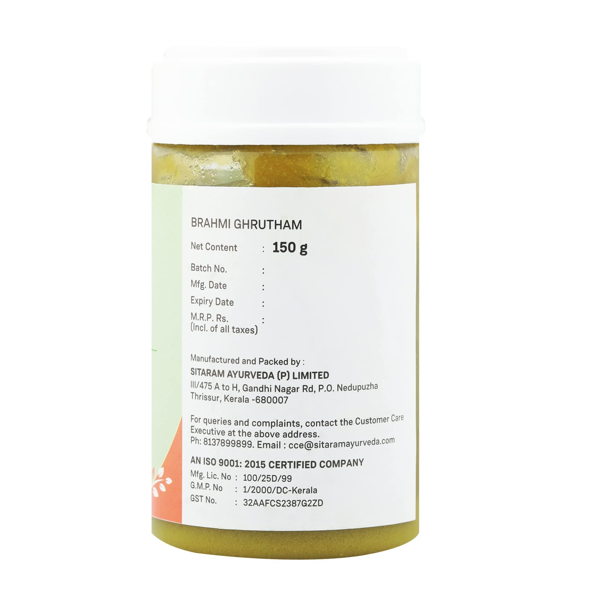 SITARAM Sitaram Ayurveda Brahmi Ghrit 150 GMS | Kerala Ayurvedic Brahmi Ghritham | Brahmi Ghrutham