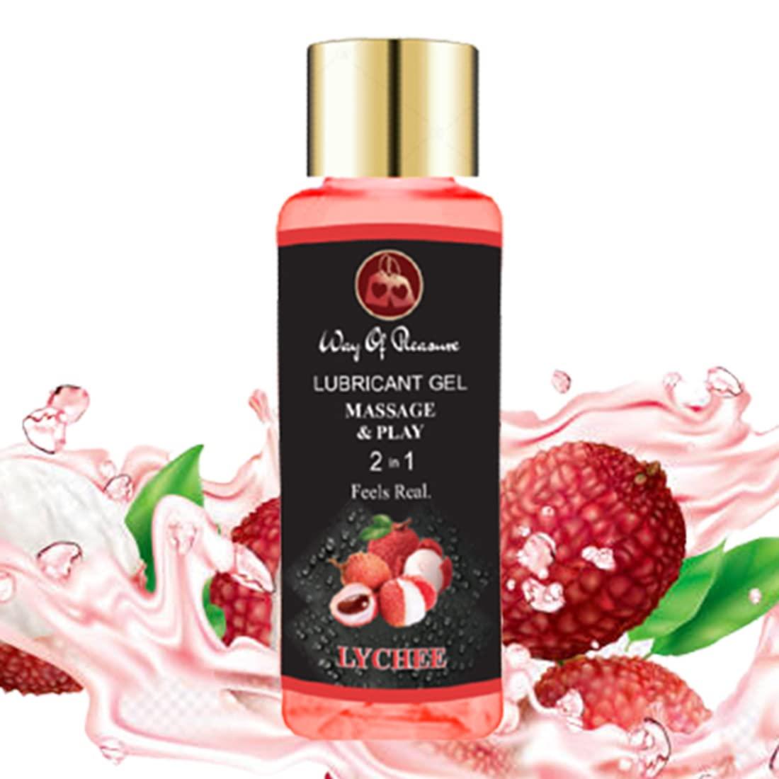 Way Of Pleasure Lube Flavoured Lubricant Gel - 50ml | Water based lube | Pack of 5 (Lychee, Pack of 5)